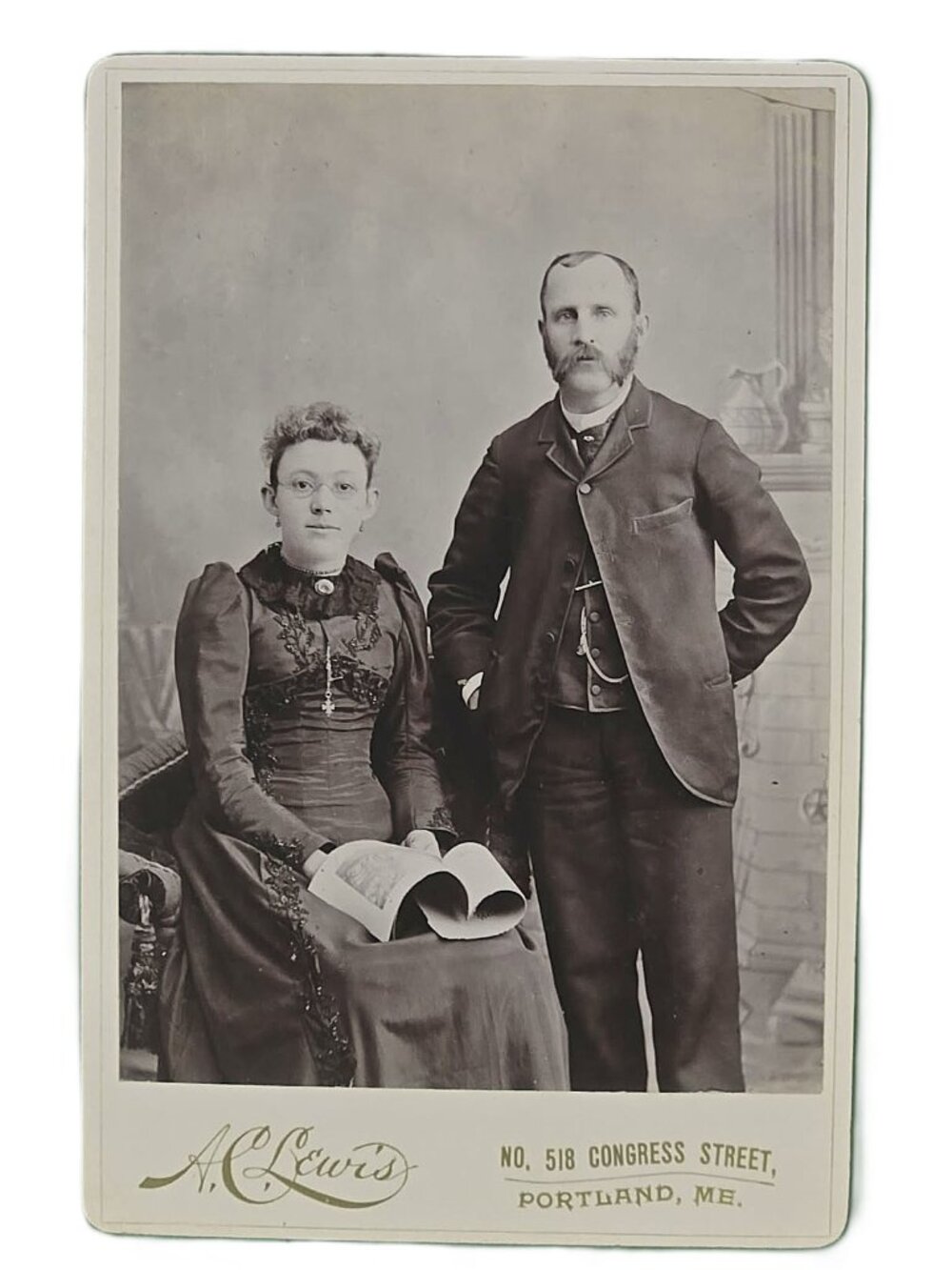 1800's Antique Cabinet Card Photograph of Man and Woman in Victorian Era Vintage